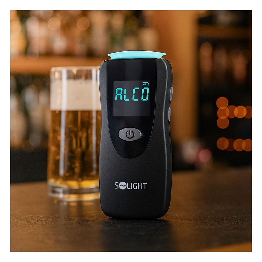 Professzionális érintésmentes Fuel Cell alkoholteszter, 0,0 - 5,0‰ BAC, érzékenység 0,08‰, 3xAA