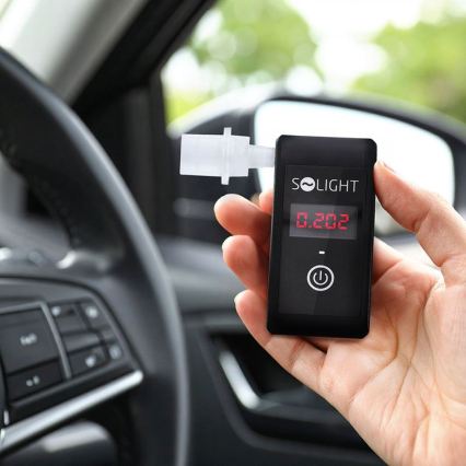 Újratölthető mini alkoholszonda üzemanyagcellás érzékelővel, 0,0 - 5,0‰ BAC, érzékenység 0,08‰, 5V