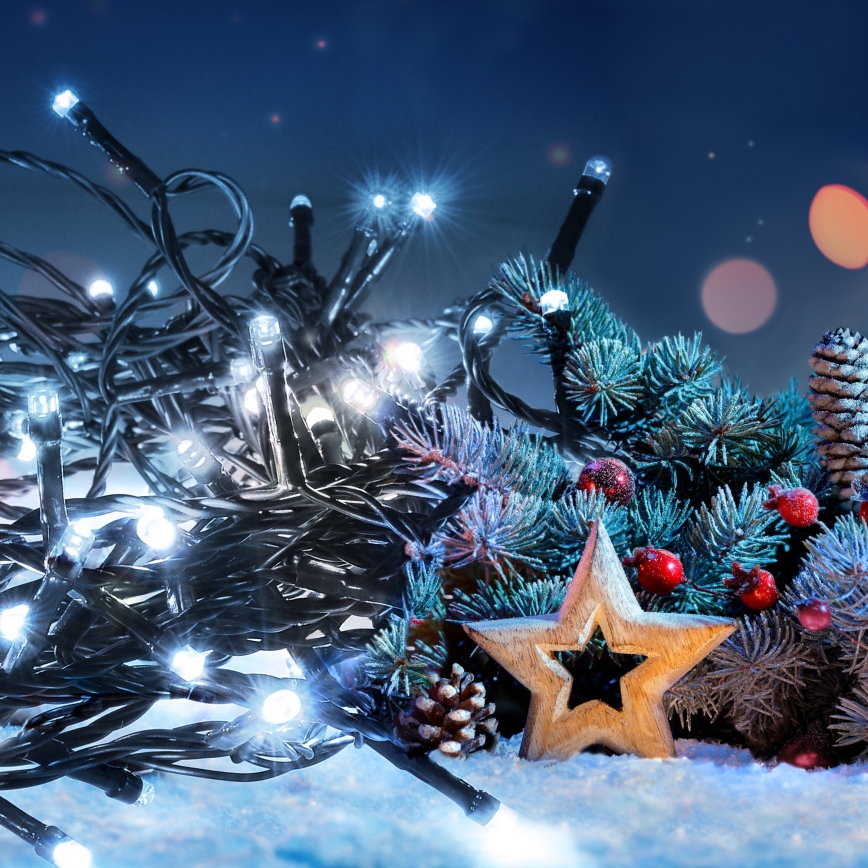 LED Kültéri karácsonyi lánc 200xLED/8 funkció 15m IP44 hideg fehér