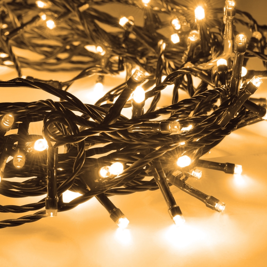 LED kültéri fényfüzér, 50 LED, 8 funkció, 8 m, IP44, meleg fehér