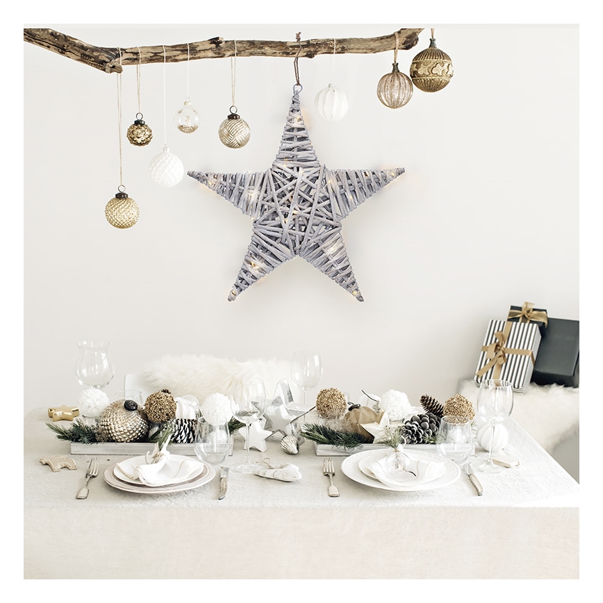 LED Karácsonyi dekoráció LED/2xAA rattan