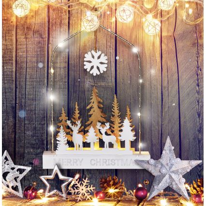 LED Karácsonyi dekoráció LED/2xAA erdő szarvasokkal