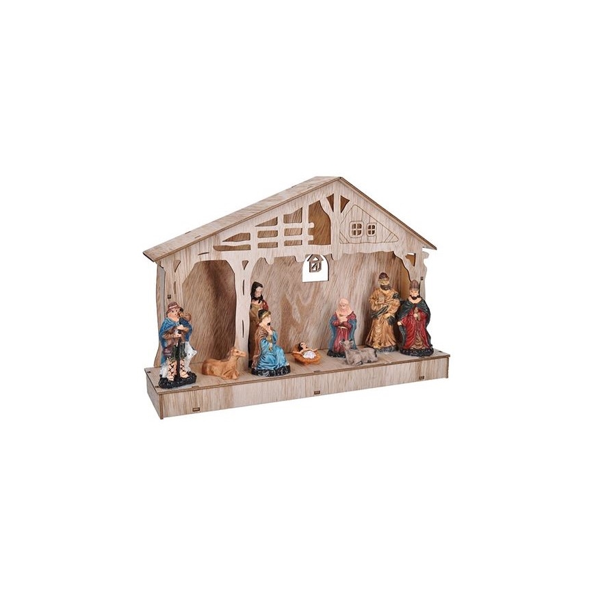 LED karácsonyi dekoráció LED/2xAA betlém