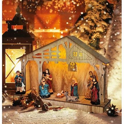 LED karácsonyi dekoráció LED/2xAA betlém