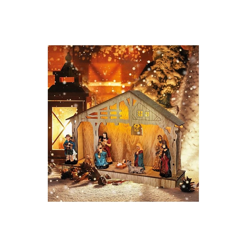 LED karácsonyi dekoráció LED/2xAA betlém