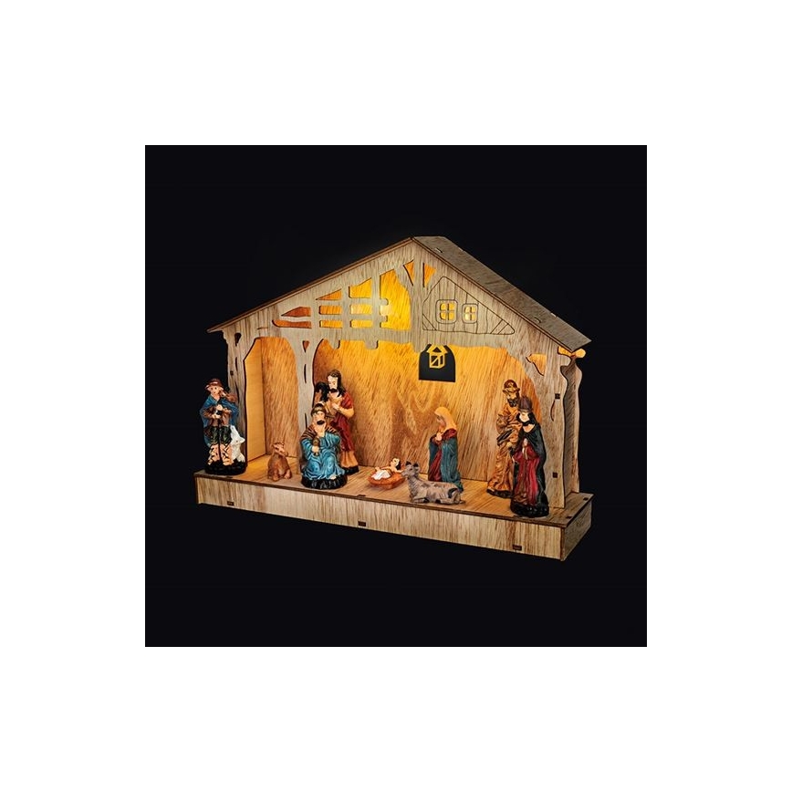 LED karácsonyi dekoráció LED/2xAA betlém