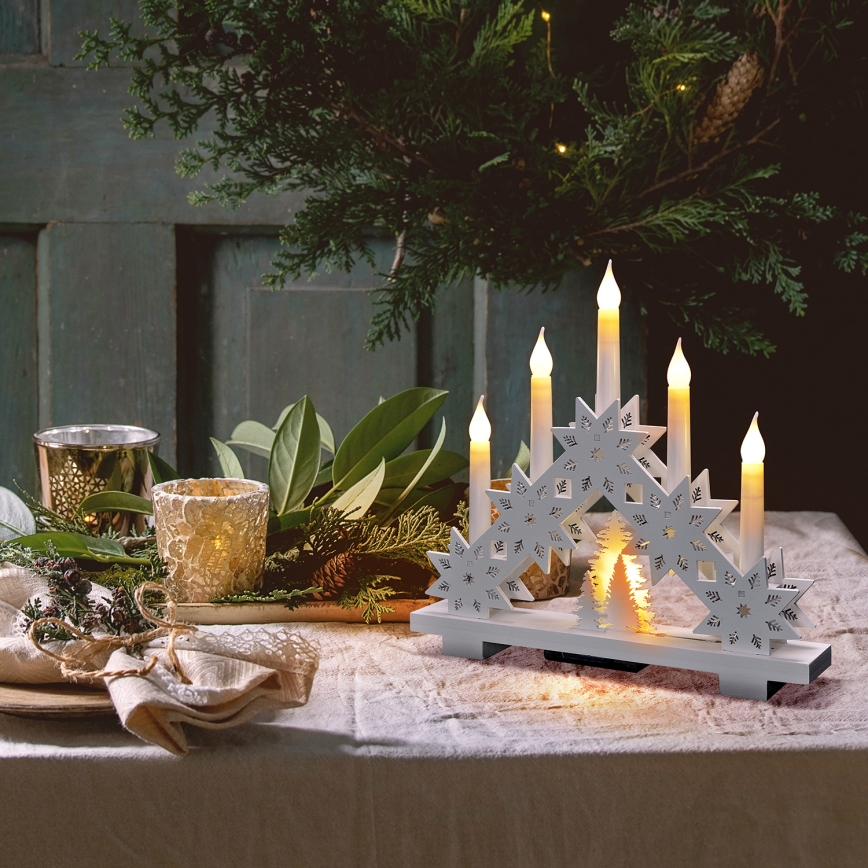 LED Karácsonyi gyertyatartó 5xLED/2xAA meleg fehér