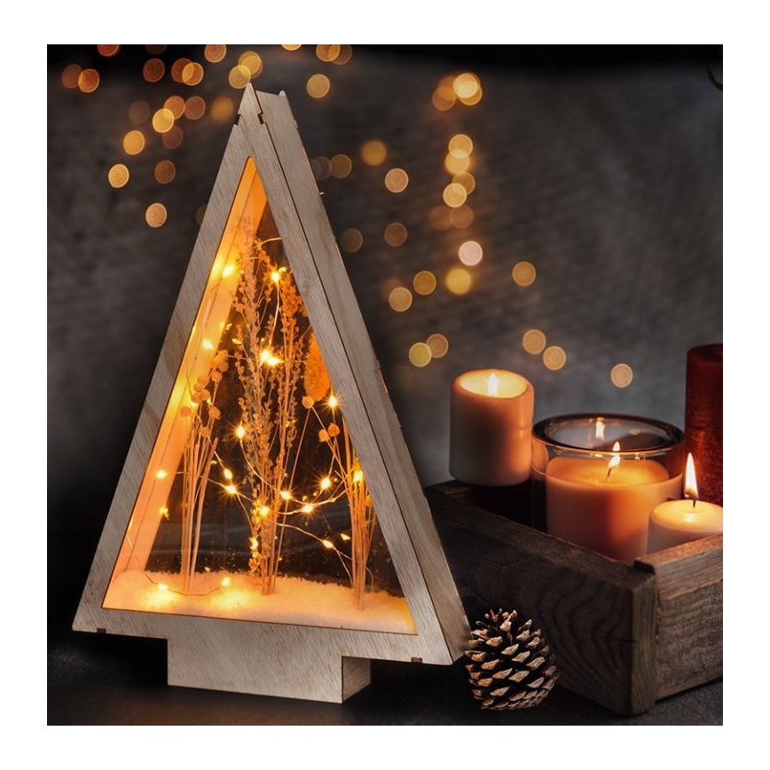 LED karácsonyi dekoráció LED/2xAA hóval borított téli virágok