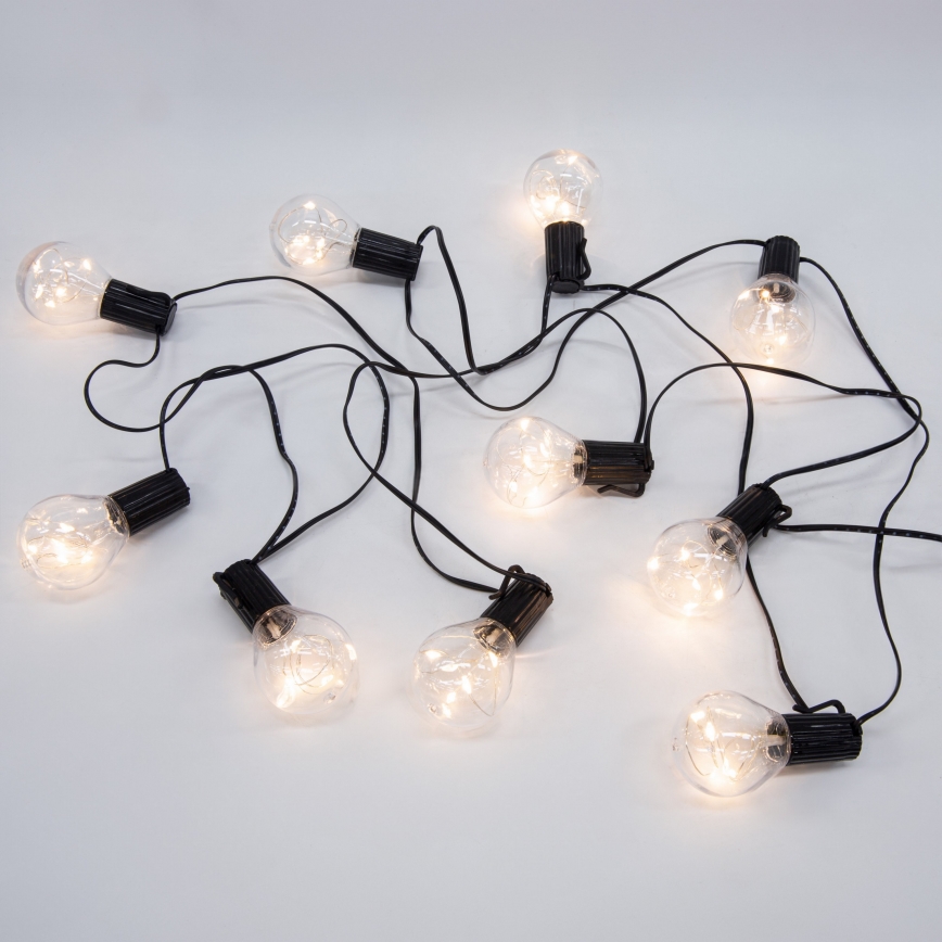 LED kültéri dekorációs fényfüzér GIRLANDA 10xLED/3xAA 3m IP44 meleg fehér