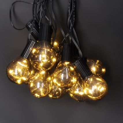 LED kültéri dekorációs fényfüzér GIRLANDA 10xLED/3xAA 3m IP44 meleg fehér