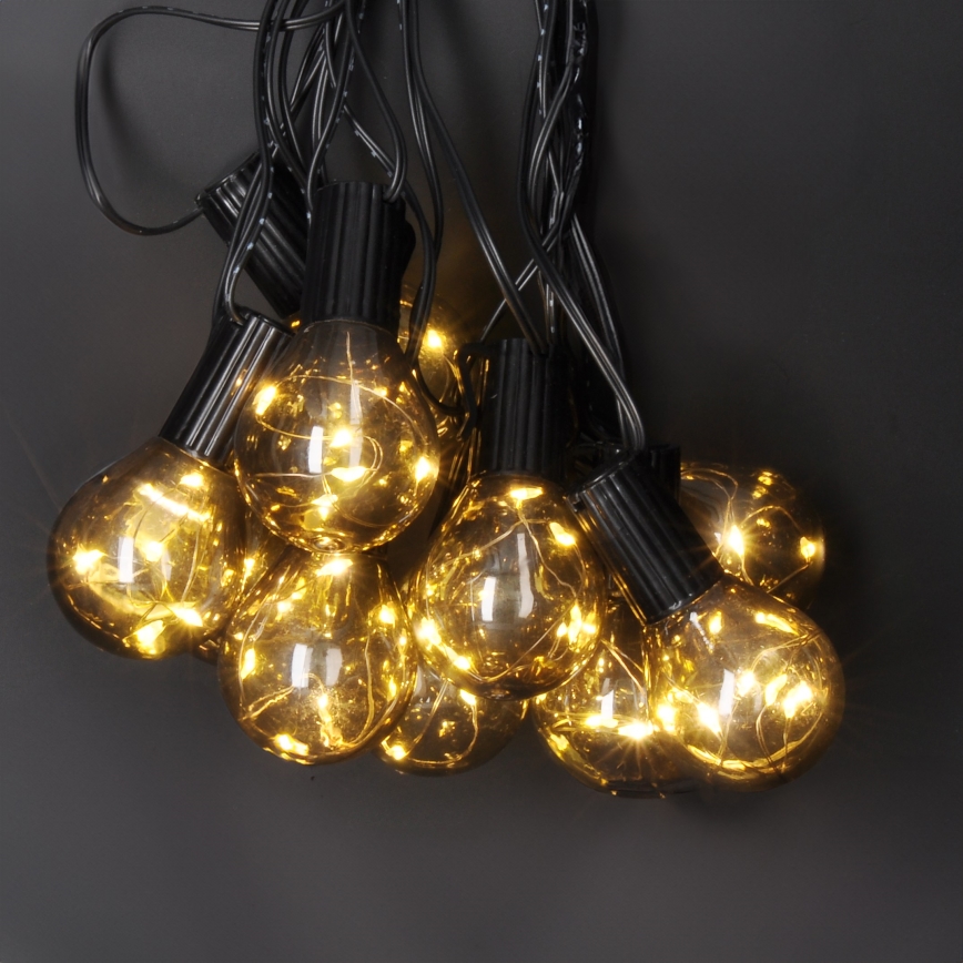 LED kültéri dekorációs fényfüzér GIRLANDA 10xLED/3xAA 3m IP44 meleg fehér