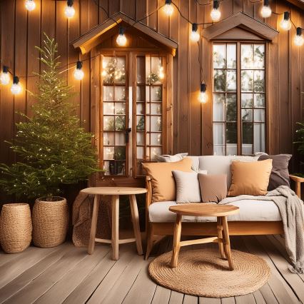 LED Kültéri dekoratív lánc GIRLAND 10xLED/3xAA 3m IP44 meleg fehér