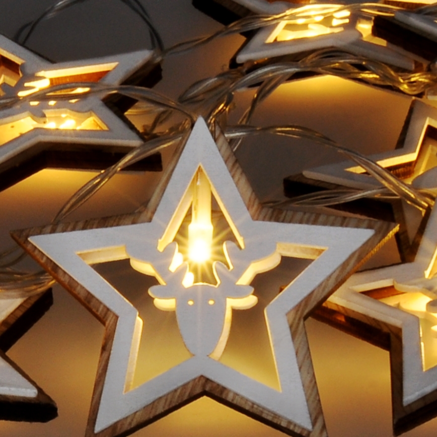 LED fényfüzér 10xLED/2xAA 1,8m meleg fehér