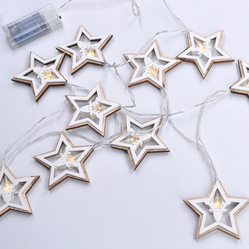 LED Karácsonyi fényfüzér 10xLED/2xAA 1,8m meleg fehér