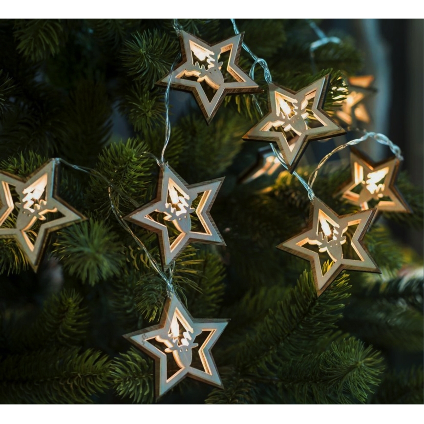 LED Karácsonyi fényfüzér 10xLED/2xAA 1,8m meleg fehér