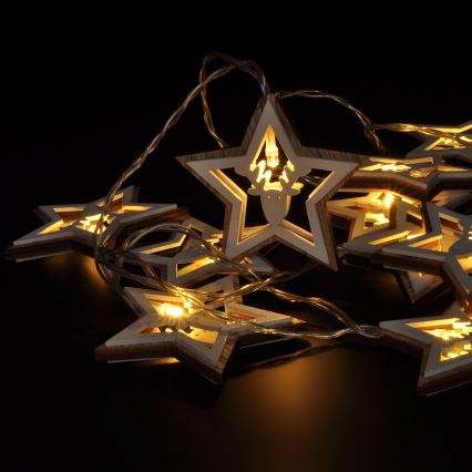 LED Karácsonyi fényfüzér 10xLED/2xAA 1,8m meleg fehér