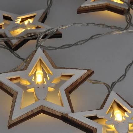 LED Karácsonyi fényfüzér 10xLED/2xAA 1,8m meleg fehér