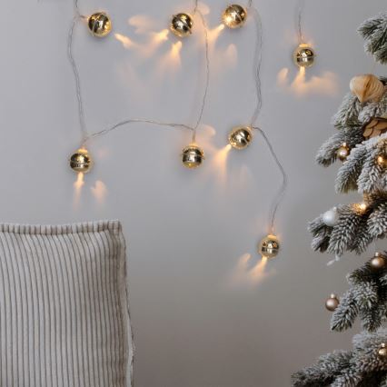 LED fényfüzér 10xLED/2xAA/meleg fehér 1,8m csengők