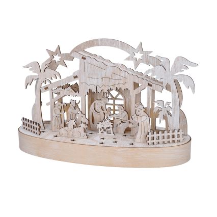 LED karácsonyi dekoráció LED/2xAA/meleg fehér betlehem