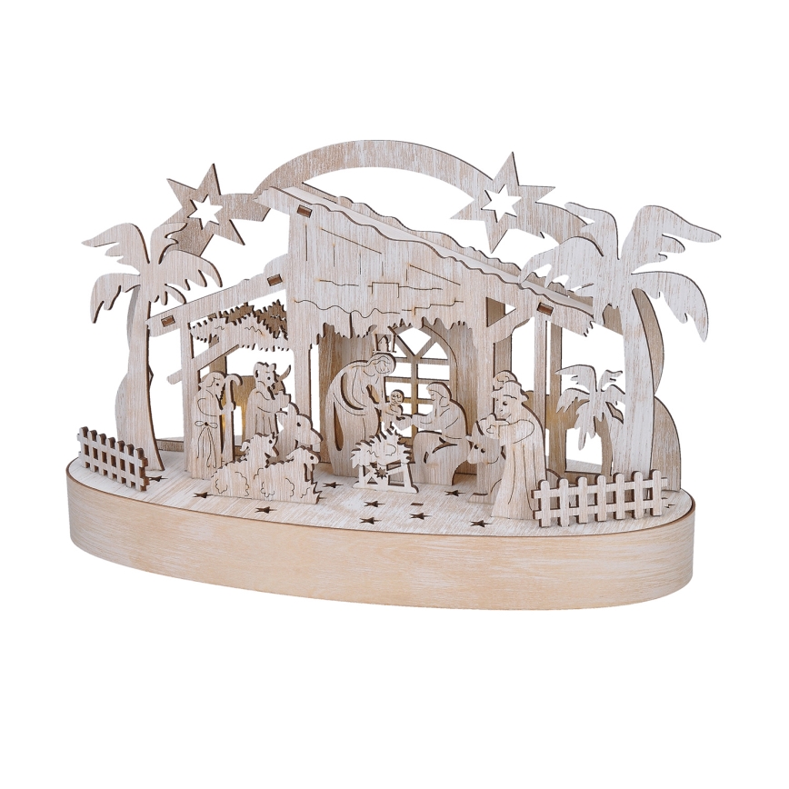 LED karácsonyi dekoráció LED/2xAA/meleg fehér betlehem