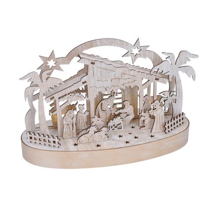 LED karácsonyi dekoráció LED/2xAA/meleg fehér betlehem