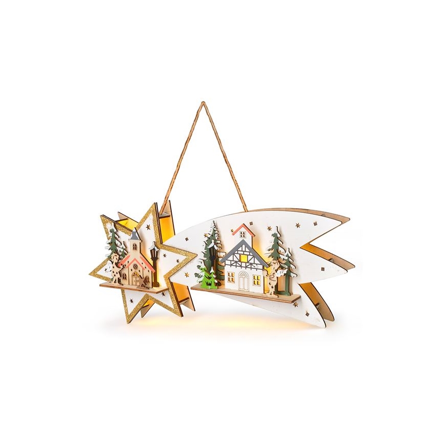 LED karácsonyi dekoráció 10×LED/2×AA kométa