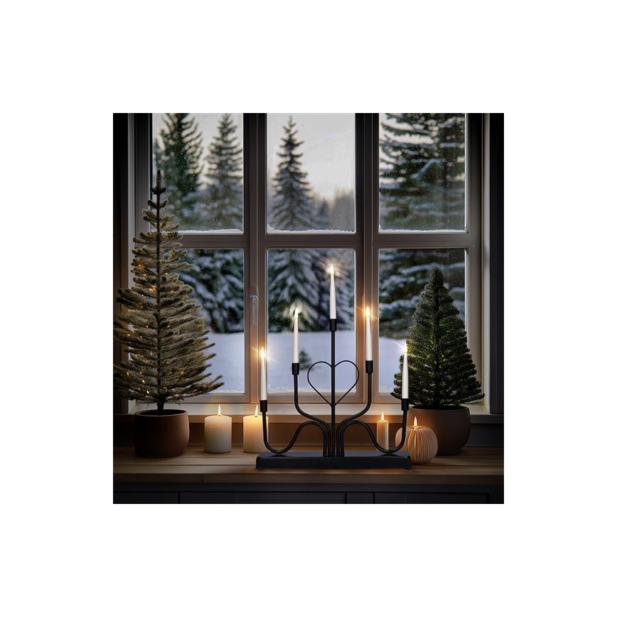 LED karácsonyi gyertyatartó 5xLED/2xAA meleg fehér