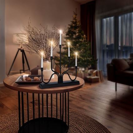 LED karácsonyi gyertyatartó 5xLED/2xAA meleg fehér