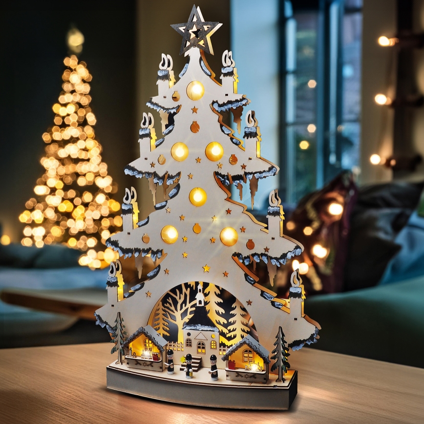 LED karácsonyi dekoráció LED/2xAA/meleg fehér fa