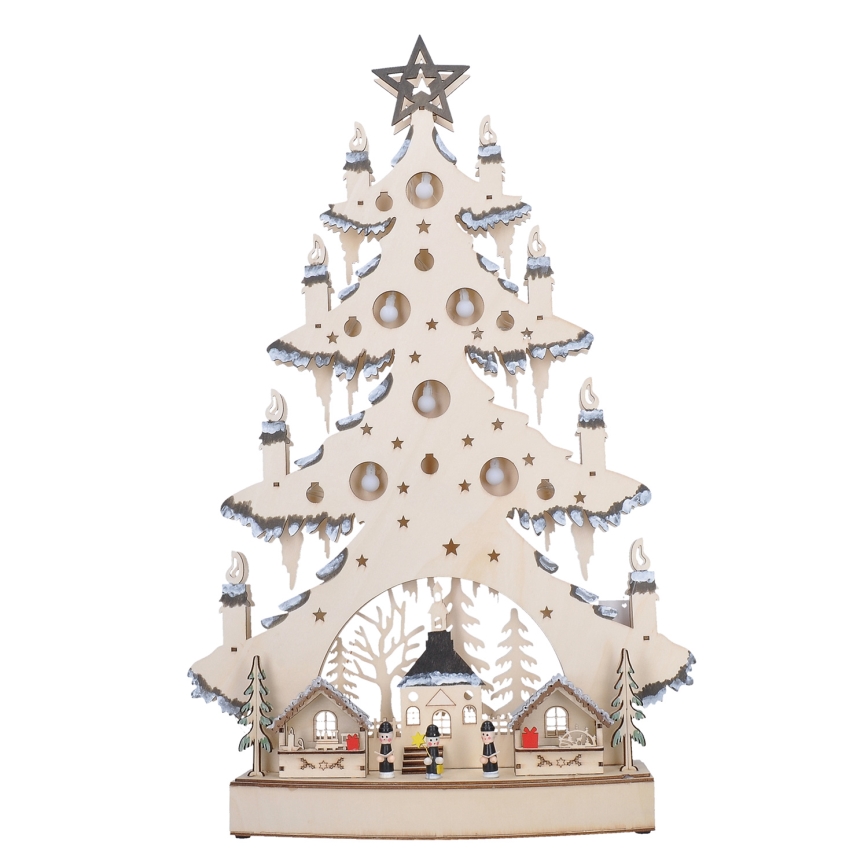 LED karácsonyi dekoráció LED/2xAA/meleg fehér fa