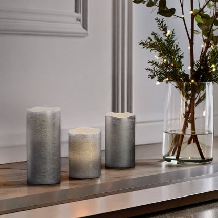 3 db LED gyertyaszett, LED/3xAAA, meleg fehér