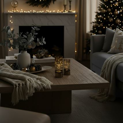 SZETT 2x LED karácsonyi fényfüzér 20xLED+10xLED/2xAA+3xAA meleg fehér