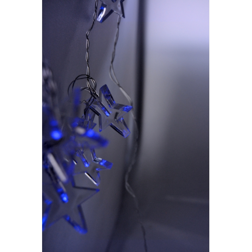 LED Karácsonyi lánc 10xLED/2xAA 1,5m csillagok kékfény