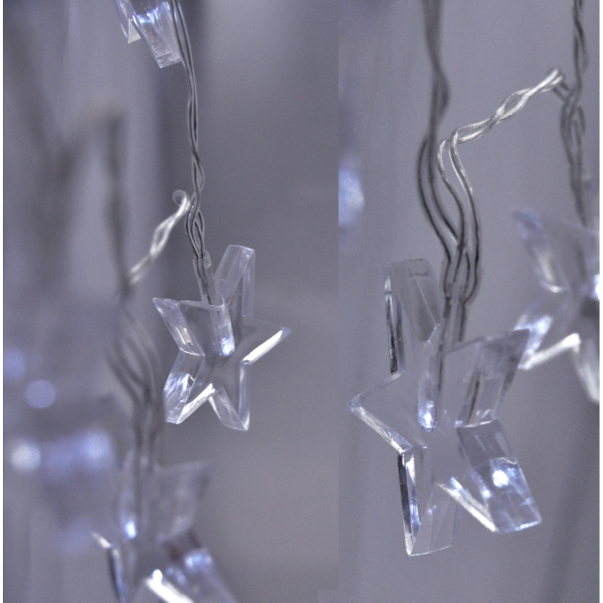 LED Karácsonyi lánc 10xLED/2xAA 1,5m csillagok, fehér fény