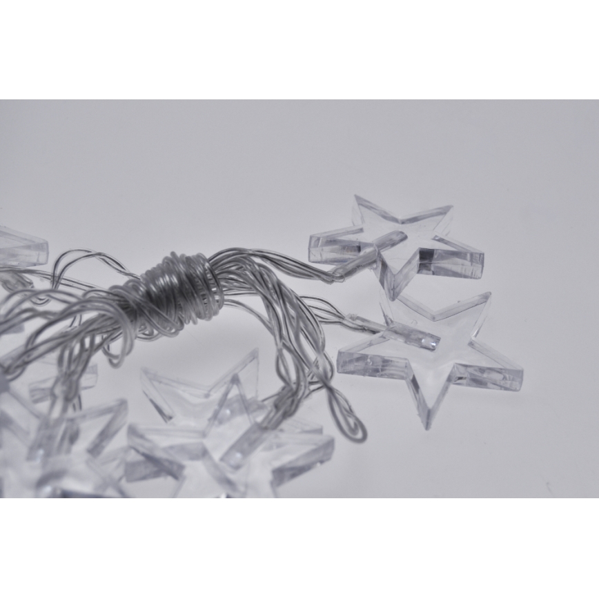 LED Karácsonyi lánc 2,5 m 10xLED/2xAA csillagok, fehér fény