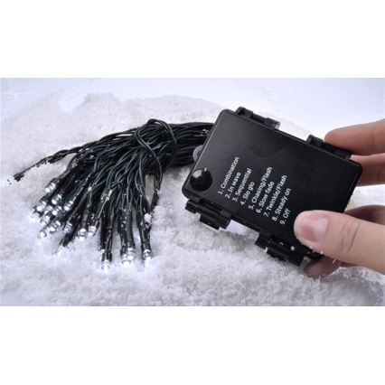 LED Karácsonyi kültéri lánc 50xLED/3xAA hideg fehér