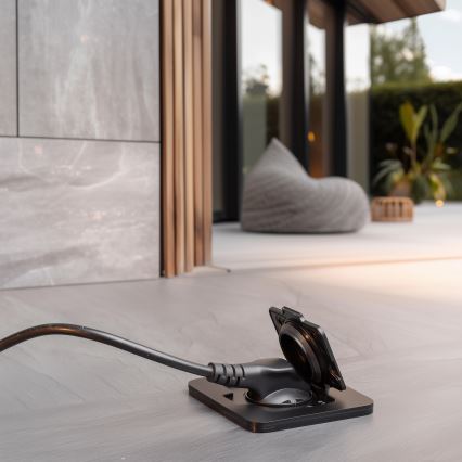 Kültéri beépített padló aljzat IP55 fekete négyszögletes