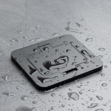 Kültéri beépített padló aljzat IP55 fekete négyszögletes