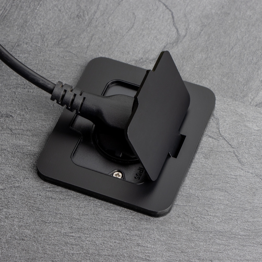 Kültéri beépített padló aljzat IP55 fekete négyszögletes