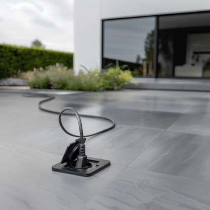 Kültéri beépített padló aljzat IP55 fekete négyszögletes