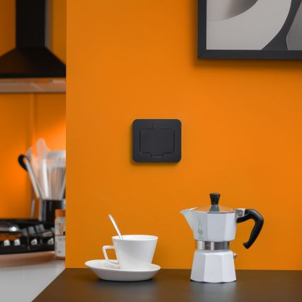 Kültéri beépített padló aljzat IP55 fekete négyszögletes