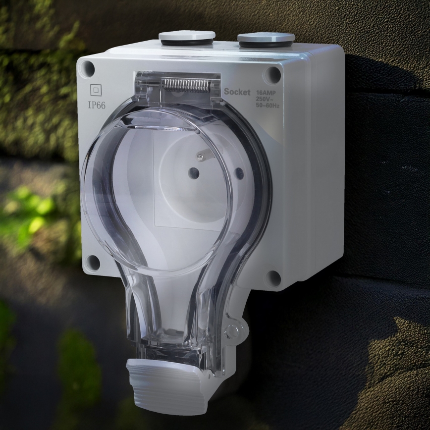 Nedvességálló dugalj 230V/16A, IP66 védettséggel