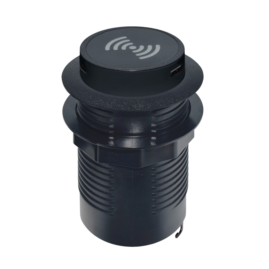 Beépített vezeték nélküli töltő + USB A+C fekete