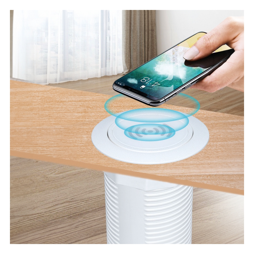 Beépített vezeték nélküli töltő + USB A+C fehér