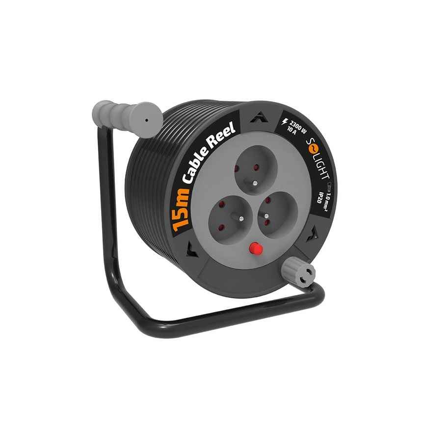 Dobon lévő, 3 aljzatú, 12 m hosszú hosszabbító kábel