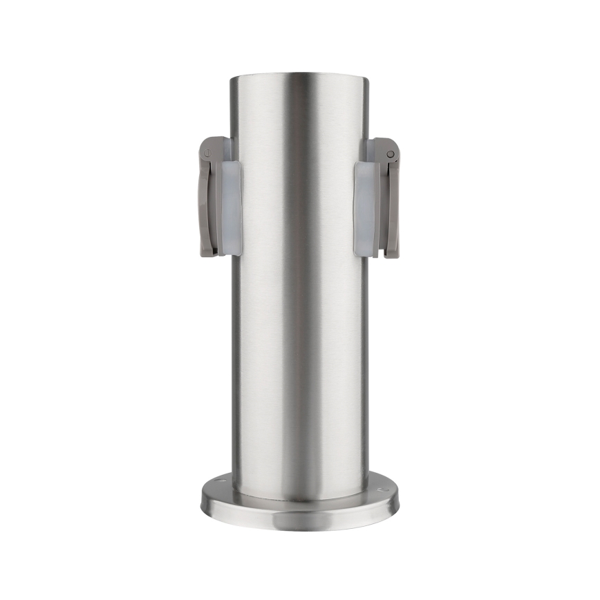 Kültéri konnektoros oszlop 2x230V IP44 matt króm, kerek