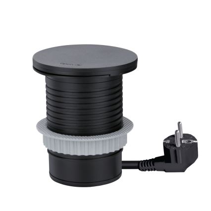 Beépíthető konnektor 10W vezeték nélküli töltéssel, 1 aljzat + USB A+C, fekete