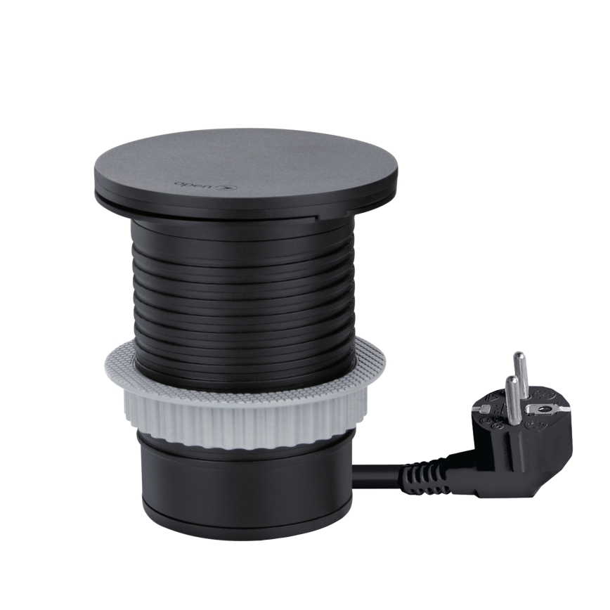 Beépíthető konnektor 10W vezeték nélküli töltéssel, 1 aljzat + USB A+C, fekete