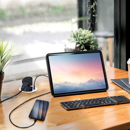 Aljzatoszlop asztalokhoz 1x230V + USB-C Power Delivery ezüst/fekete