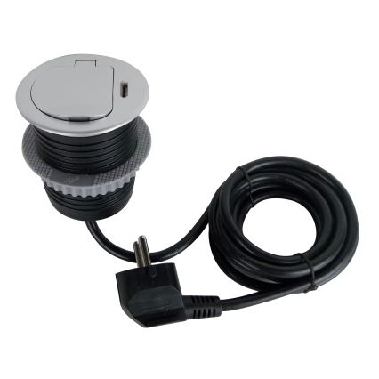 Aljzatoszlop asztalokhoz 1x230V + USB-C Power Delivery ezüst/fekete
